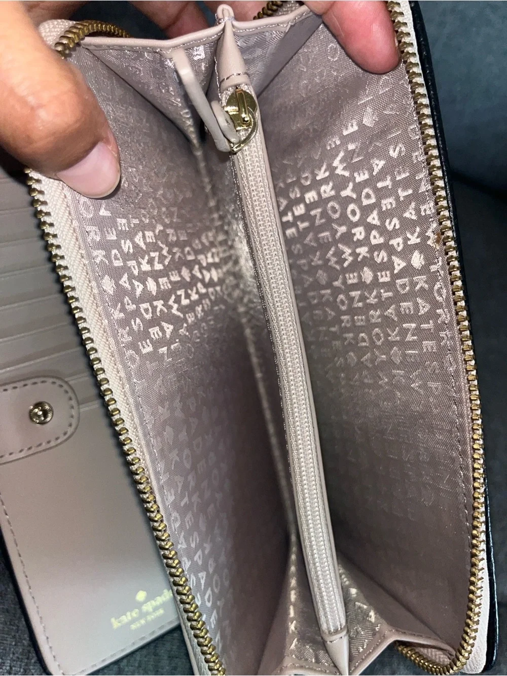 Kate Spade Beige Pebbled Leather Long Wallet
